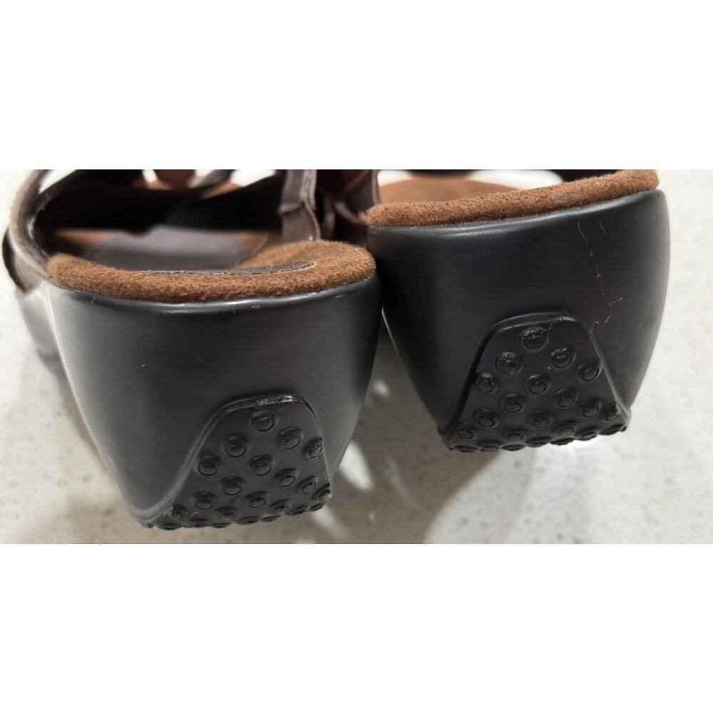 Eastland Poppy Slide Sandals Women's Size 9M Brown Leather Upper Wedge Strappy - Picture 7 of 12